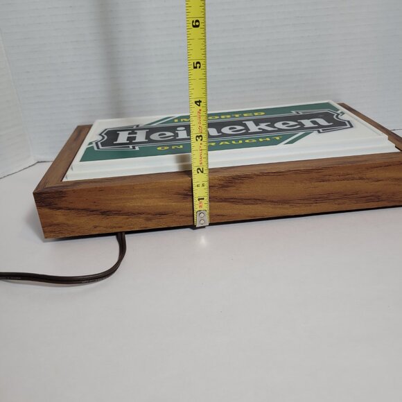 *SOLD* Heineken Beer Imported 12 Inch Backlit 1970 Wood Sign Tavern Trove Tested - Picture 11 of 11